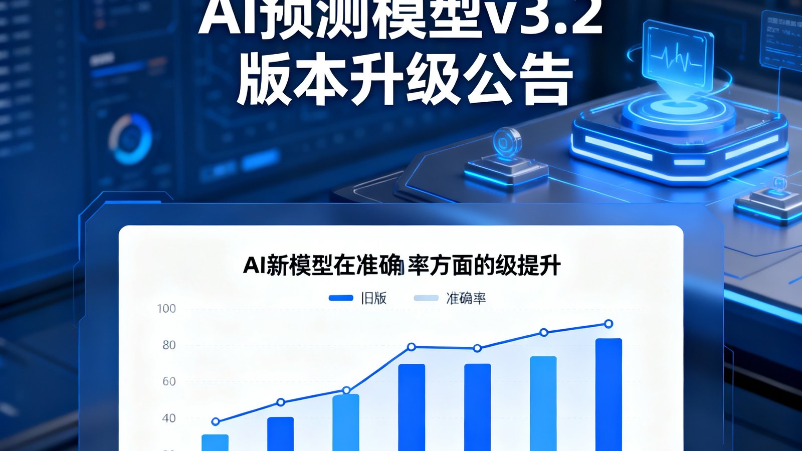 比分网技术团队发布AI预测模型v3.2版本升级公告的界面截图，展示了新模型在准确率方面的提升数据图表